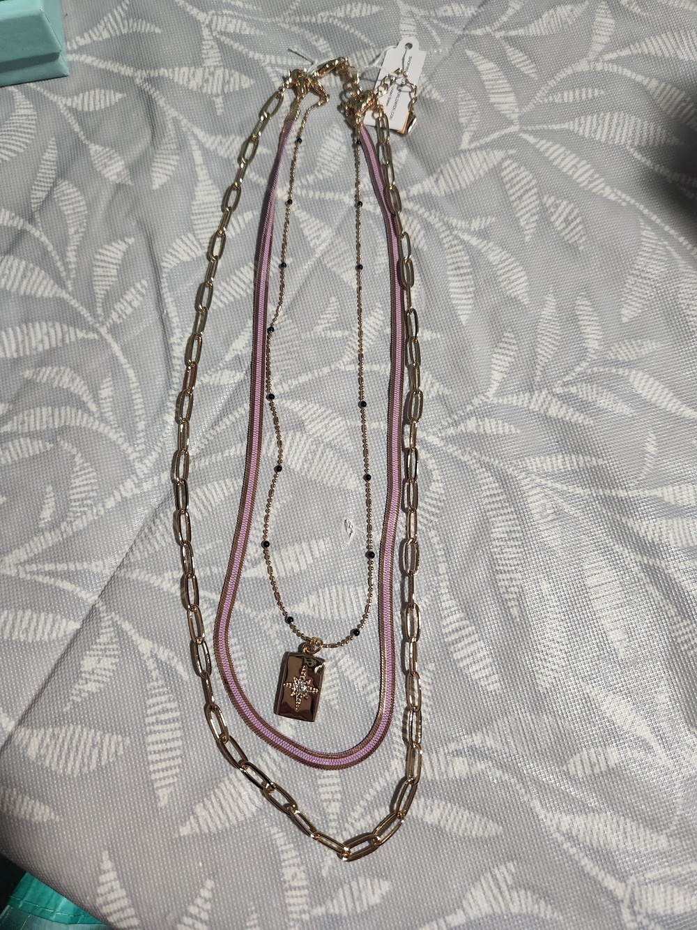 parklane Layered Gold and Pink Pendant Necklace 3 in 1 Set with star design